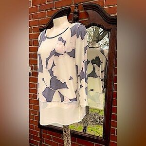 Ivanka Trump  | Beige / Black | Colourful | blouse top L/G ( A 18 )